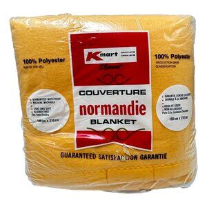 Kmart Bed Blanket Orange Polyester Large Twin 70 x 86 in Vintage 1970s Brand New